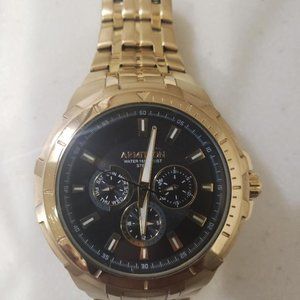 ARMITRON WILSONVILLE 54MM GOLD/BLACK MEN'S WATCH 7.75" TO 8" WRIST
